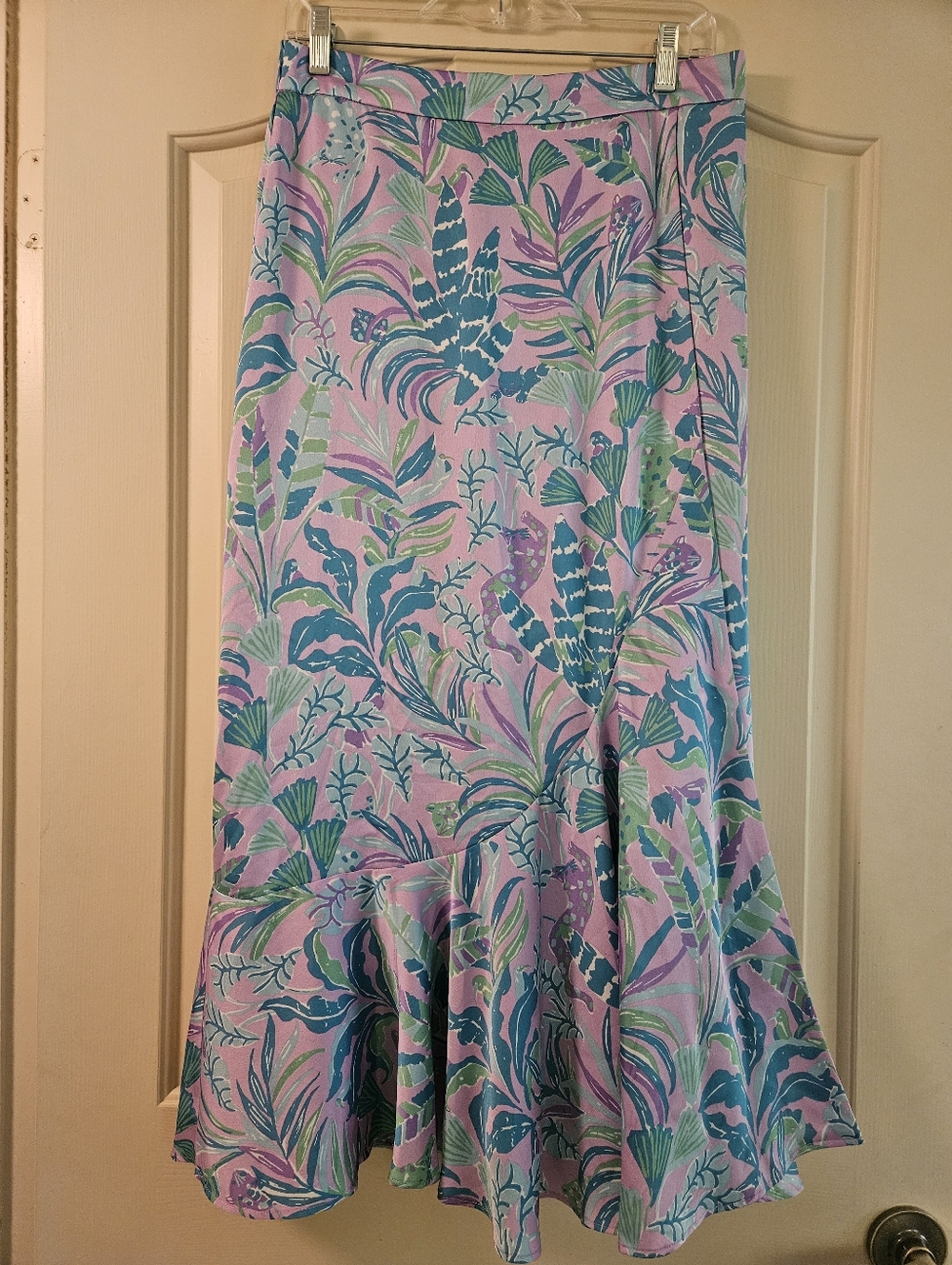 Lilly Pulitzer Floral Midi Skirt in Lavender, Teal & Mint
